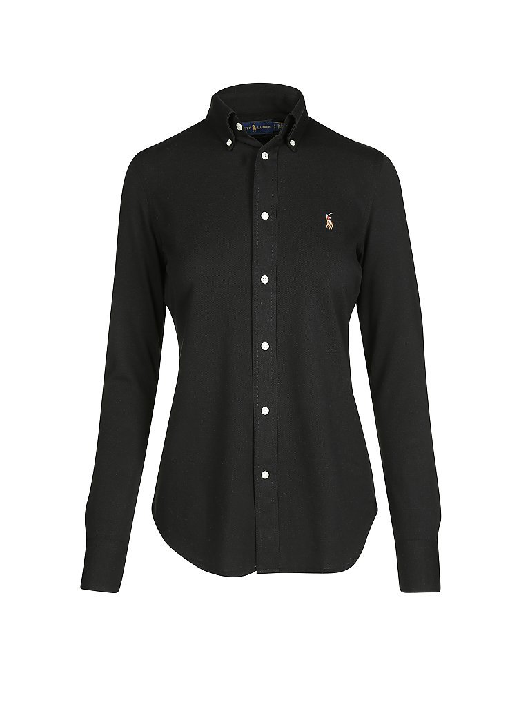 Polo Ralph Lauren pour femme. 211664427010 Chemise oxford slim en jersey de coton noir (M), Casuel, Manche longue